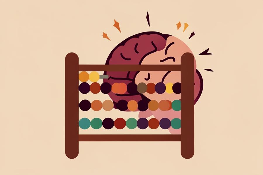 Ilustracija abakusa i mozga za Brainlingo program