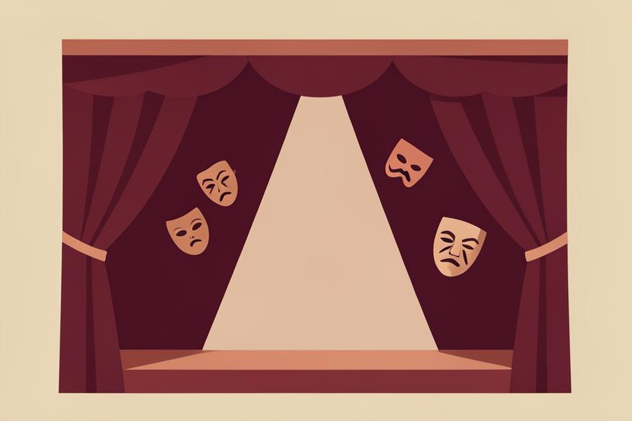 Ilustracija pozornice s kazališnim maskama